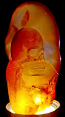 Original 3.7" Carnelian Carved Crystal Skull, Realistic