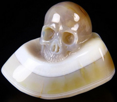 Original Design 3.0" Agate Carved Crystal Skull, Realistic