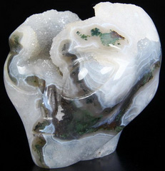 Amazing 4.3" Green Moss Agate Carved Crystal Female Alien Skull, Crystal Healing