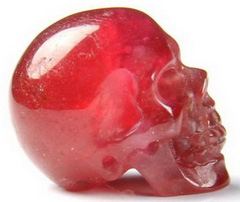 Gemstone 0.4" Clear Ruby Carved Crystal Skull, Realistic