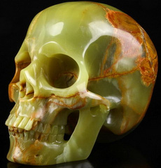 Huge 6.4" Afghanistan Jade Carved Crystal Skull, Super Realistic, Healing