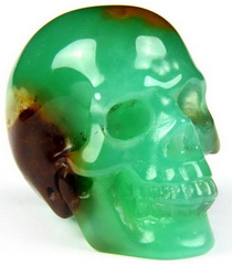 Gemstone 1.1" Chrysoprase Carved Crystal Skull, Realistic, Crystal Healing