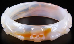 3.5" Agate Carved Crystal Skull Bracelets/ Bangles