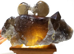 17.2LB Titan 10.2" Smoky Quartz Rock Crystal Carved Crystal Kiss Skulls Sculpture, Crystal Healing