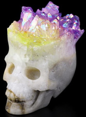 2.2" Rainbow Aura Quartz Rock Crystal Carved Rainbow Aura Quartz Druse, Realistic