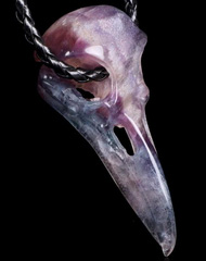 2.2" Fluorite Carved Crystal Raven Skull Pendant, Crystal Healing