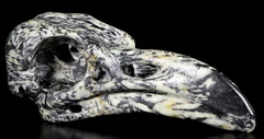 2.3" Fireworks Stone Carved Crystal Raven Skull Pendant, Realistic, Crystal Healing