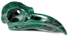 Nice 2.2" African Green Stone Verdite Carved Crystal Raven Skull Pendant, Crystal Healing