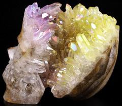 2.8" Rainbow Aura Quartz Rock Crystal Carved Crystal Skull, Realistic, Crystal Healing