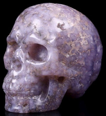 GEMSTONE 2.0" Purple Grape Agate Carved Crystal Skull, Realistic, Crystal Healing