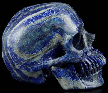 Gemstone Huge 5.2" Lapis Lazuli Carved Crystal Skull, Super Realistic, Crystal Healing