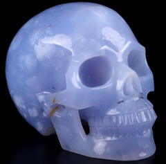 Gemstone 5.1" Blue Chalcedony Carved Crystal Skull, Realistic, Crystal Healing