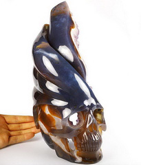 Amazing Titan 11.1" Amethyst & Agate Geode Carved Crystal Skull Sculppture, Healing