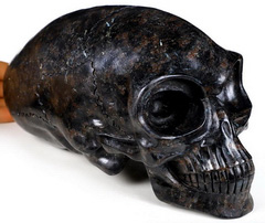 GIANT 9.1" Russian Arfvedsonite Carved Crystal Elongated Alien Crystal Skull Sculpture with Sutures, Crystal Healing