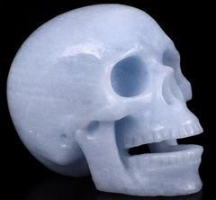5.0" Blue Calcite Carved Crystal Singing Skull, Crystal Healing