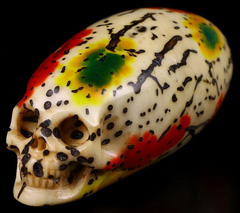 Natural 2.8" Thousand Eye Bodhi Seed Carved Crystal Skull Sculpture, Crystal Healing