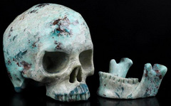 Gemstone 5.0" American Chrysocolla Carved Crystal Detachable Skull, Super Realistic, Crystal Healing
