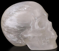 2.0" Selenite Carved Crystal Skull, Realistic, Crystal Healing