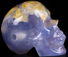 Gemstone 1.4" Argentina Blue Stone Carved Crystal Skull, Realistic, Crystal Healing