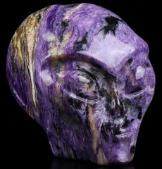 Gemstone 2.0" Russian Charoite Carved Crystal Female Alien Skull, Crystal Healing