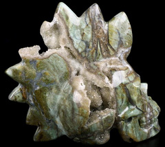 Nice 5.0" Green opal Goede Carved Crystal Punk Skull, Crystal Healing