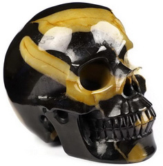 5.0" Black Agate Carved Crystal Skull, Realistic, Crystal Healing