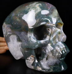 Giant 8.0" Indian Agate Carved Crystal Skull,Super Realistic, Crystal Healing