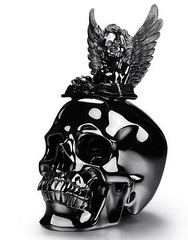 Huge 6.5" Black Obsidian Carved Crystal Skull With Reading Angle Sculpture, Crystal Healing
