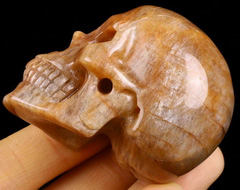 GEMSTONE Flash 2.0" Sunstone Carved Crystal Skull, Crystal Healing