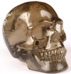 Huge 2.1" Smoky Quartz Rock Crystal Carved Crystal Skull, Realistic, Crystal Healing