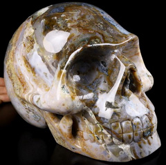 Classical Modeling- Giant 9.1" Ocean Jasper Carved Crystal Skull, Crystal Healin