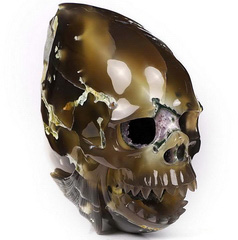 Huge 7.1" Agate Amethyst Geode Carved Crystal Fish Sculpture, Crystal Healing