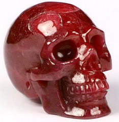 Gemstone 1.1" Ruby Carved Crystal Skull, Realistic, Crystal Healing