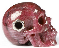 Gemstone 1.1" Ruby Carved Crystal Skull With Sterling Silver Hole, Realistic, Crystal Healing