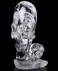 Original Design 4.7" Quartz Rock Crystal Carved Crystal Skull & Female Alien Skull Sculpture, Crystal Healing