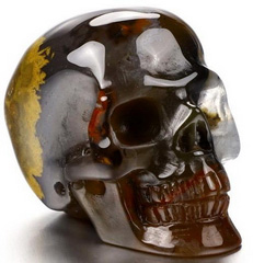 Gemstone 0.9" Empire Red Agate Carved Crystal Skull, Realistic, Crystal Healing