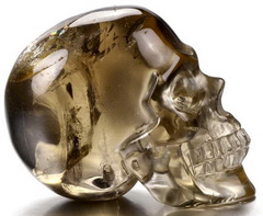 1.6" Smoky Quartz Rock Crystal Carved Crystal Skull, Realistic, Crystal Healing