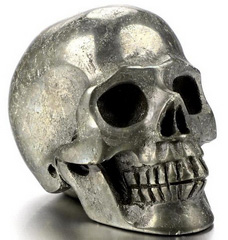 1.5" Pyrite Carved Crystal Skull, Realistic, Crystal Healing