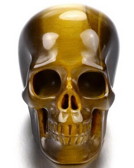 Flash 1.5" Tiger Eye Carved Crystal Skull, Realistic, Crystal Healing