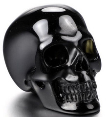 1.4" Black Obsidian Carved Crystal Skull, Realistic, Crystal Healing