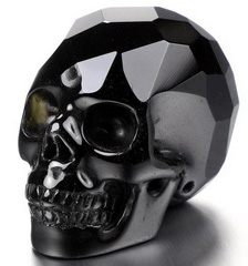 Cute 1.5" Black Obsidian Carved Crystal Facted Skull, Realistic
