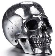 1.5" Hematite Carved Crystal Skull, Realistic, Crystal Healing