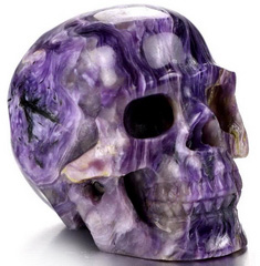 Gemstone 2.0" Russian Charoite Carved Crystal Skull, Realistic