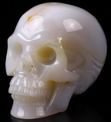 Cute 1.5" Agate Carved Crystal Skull, Realistic, Crystal Healing