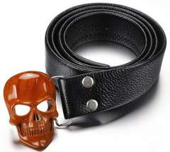 2.6" Red Jasper Carved Crystal Skull Skull Buckle, Crystal Healing