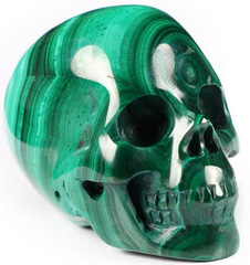 Gemstone 2.0" Malachite Carved Crystal Skull, Realistic, Crystal Healing