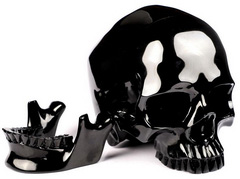 Lifesized 7.0" Black Obsidian Carved Crystal Detachable Skull, Crystal Healing