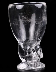 Clear 3.3" Quartz Rock Crystal Carved Crystal Skull Cup, 1.3 OZ, Crystal Healing