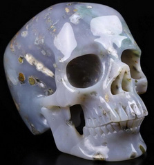 Huge 5.0" Ocean Jasper Carved Crystal Skull,Super Realistic, Crystal Healing