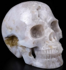Huge 5.0" Agate Geode Carved Crystal Skull, Realistic, Crystal Healing